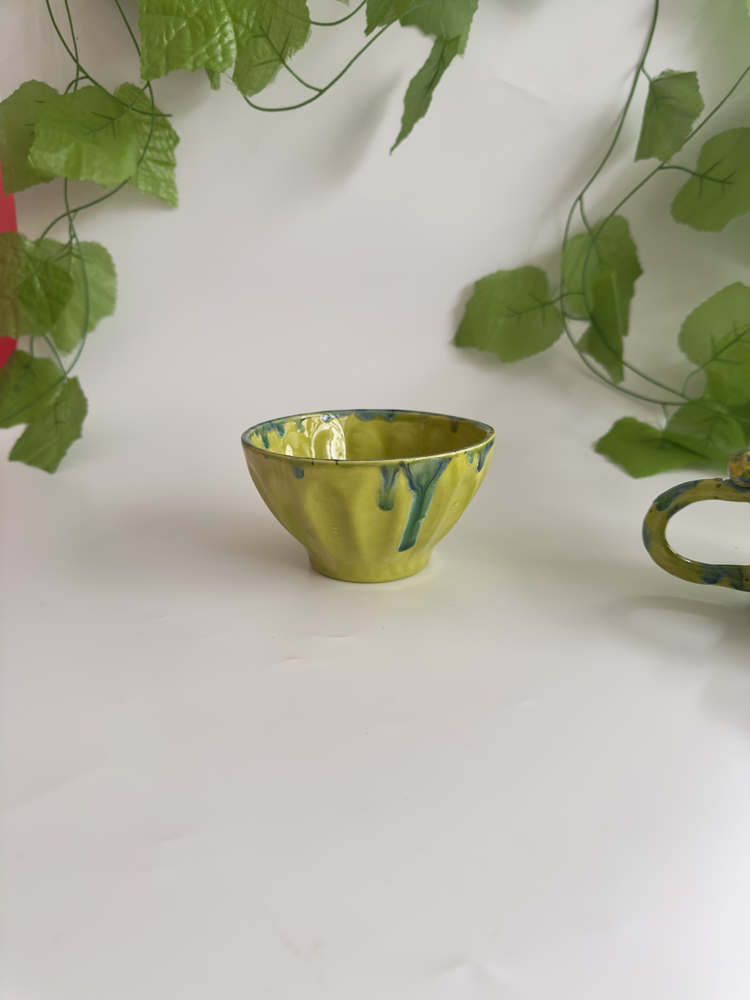 Lime Garden Seramik Set – El Yapımı Kupa, Kase & Tabak