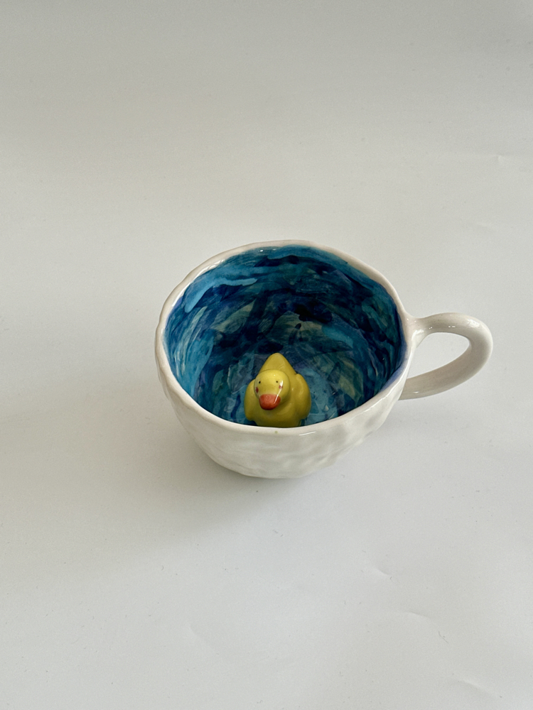 İçinde Ördek Figürlü El Yapımı Seramik Bardak | Duck Mug |  |ön sipariş|