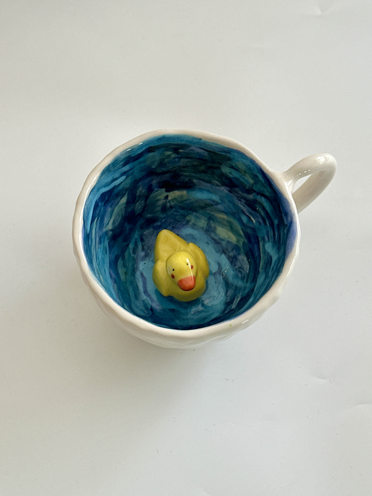 İçinde Ördek Figürlü El Yapımı Seramik Bardak | Duck Mug |  |ön sipariş|