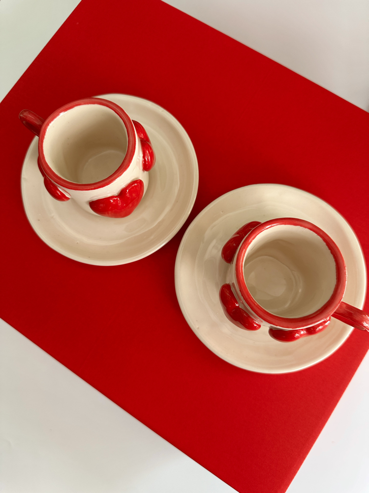 Kalpli El Yapımı Türk Kahvesi Fincanı Seti | Romantic Gift