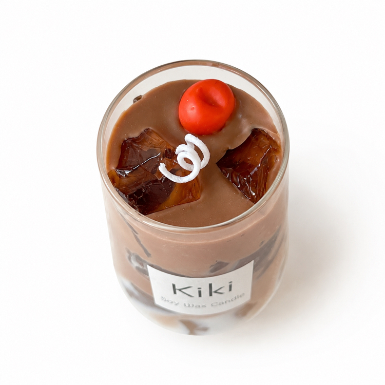 Buzlu Mocha Latte Görünümlü El Yapımı Soya Mum | Dekoratif Kokulu Mum | Kiki Candle