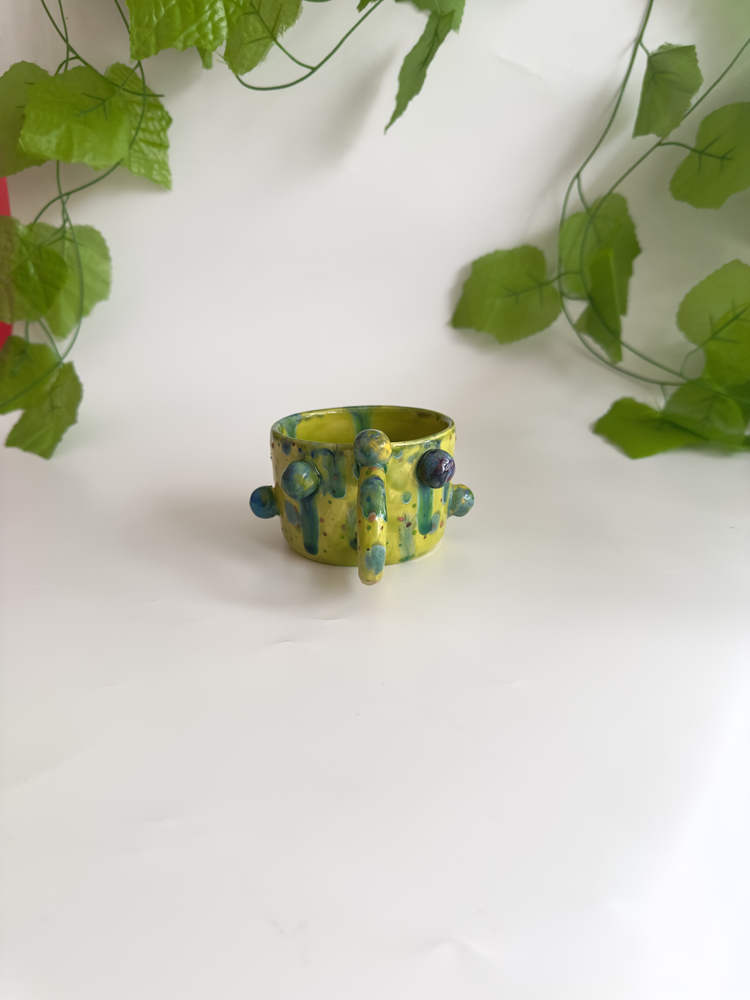 Lime Garden Seramik Set – El Yapımı Kupa, Kase & Tabak