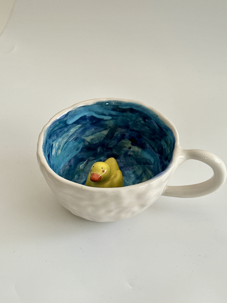 İçinde Ördek Figürlü El Yapımı Seramik Bardak | Duck Mug |  |ön sipariş|