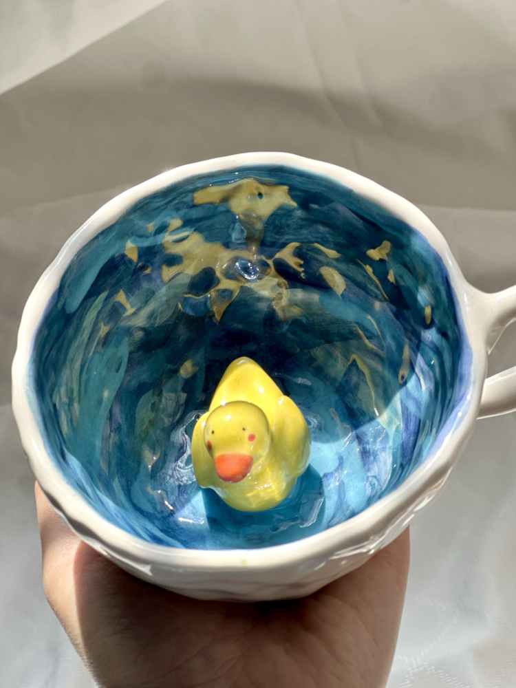 İçinde Ördek Figürlü El Yapımı Seramik Bardak | Duck Mug |  |ön sipariş|