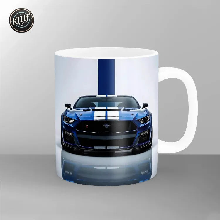 Ford Mustang Shelby Mavi Şeritli — Baskılı Kupa Bardak