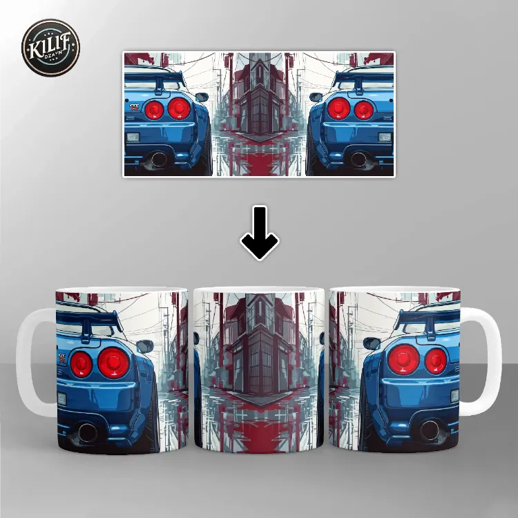 Nissan GT-R Mavi Sokak Modu — Baskılı Kupa Bardak