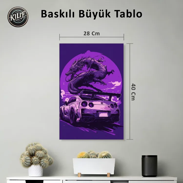 Nissan GT-R Ejderha Ruhu Purple — Baskılı Büyük Tablo (40x28 cm)