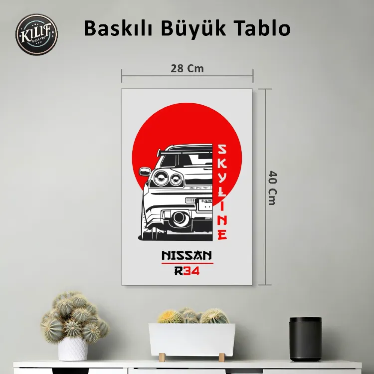 Nissan Skyline R34 Japon Efsanesi — Baskılı Büyük Tablo (40x28 cm)