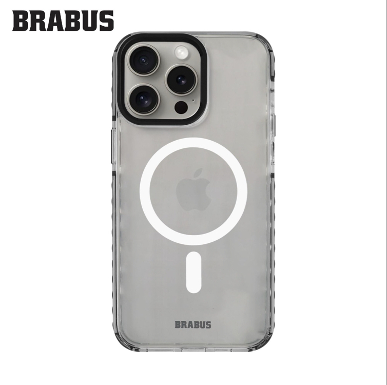 BRABUS iPhone 15 SERİSİ MagSafe Özellikli Ekstra Yan Katman Korumalı Anti-Shock Şeffaf