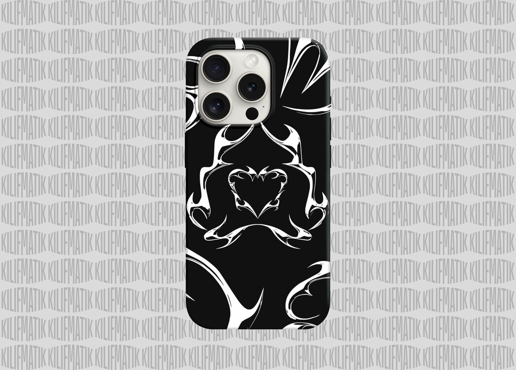BLACK AND WHITE METALLIC HEART