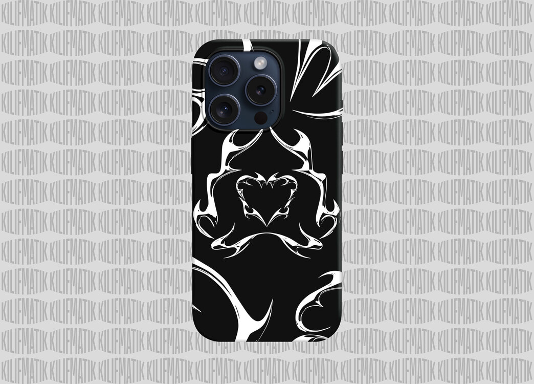 BLACK AND WHITE METALLIC HEART