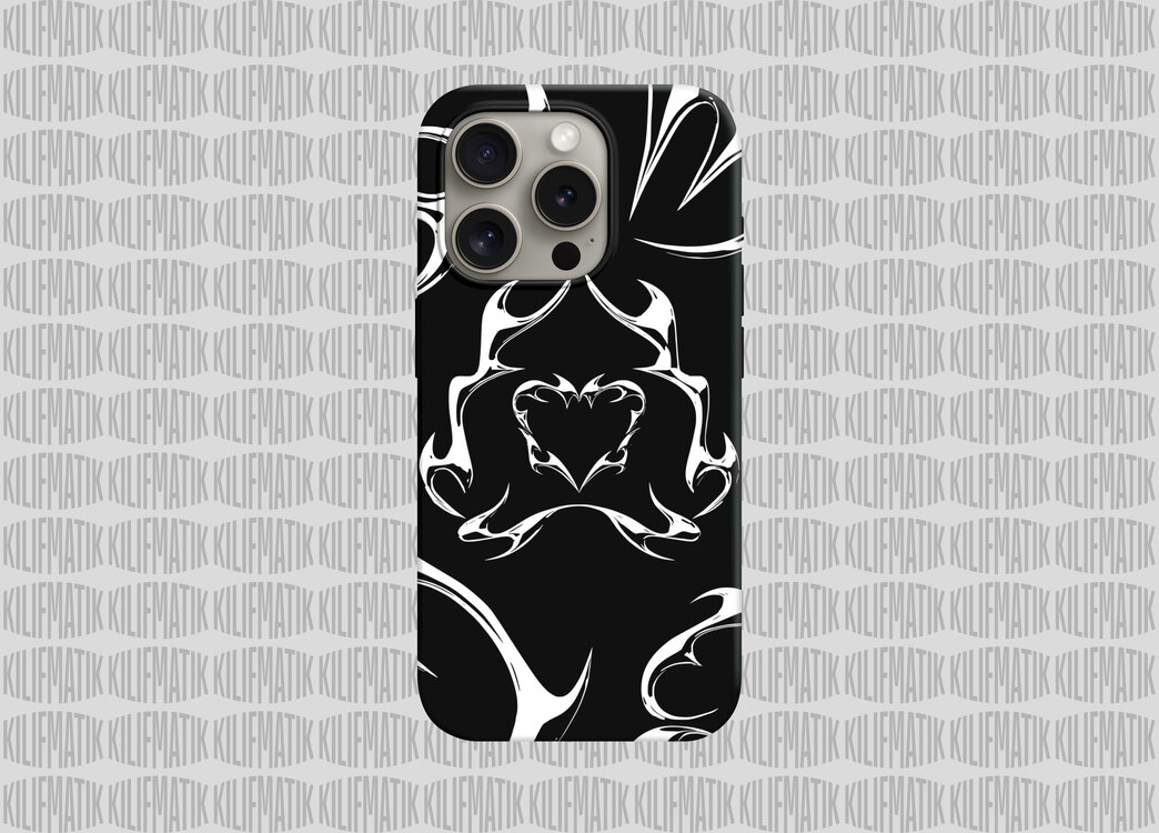BLACK AND WHITE METALLIC HEART