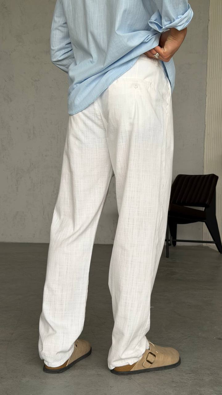 KETEN BAGGY PANTOLON BEYAZ
