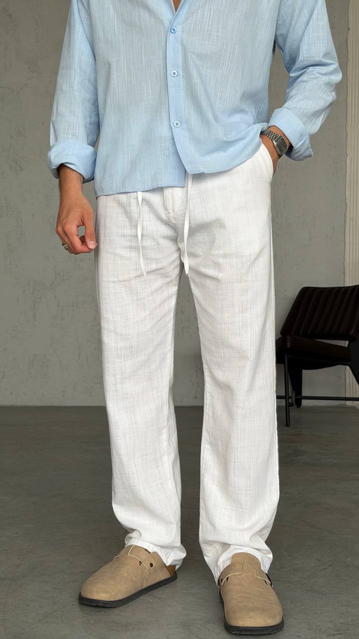 KETEN BAGGY PANTOLON BEYAZ