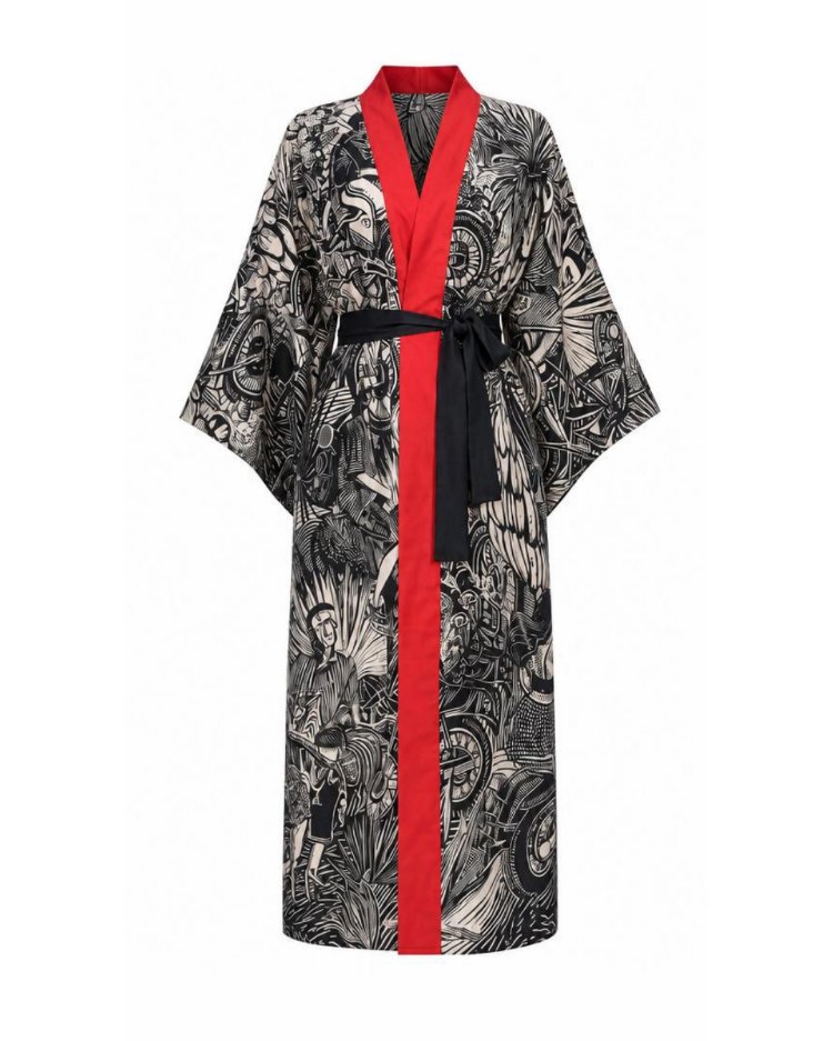 Crimson Etching Kimono 