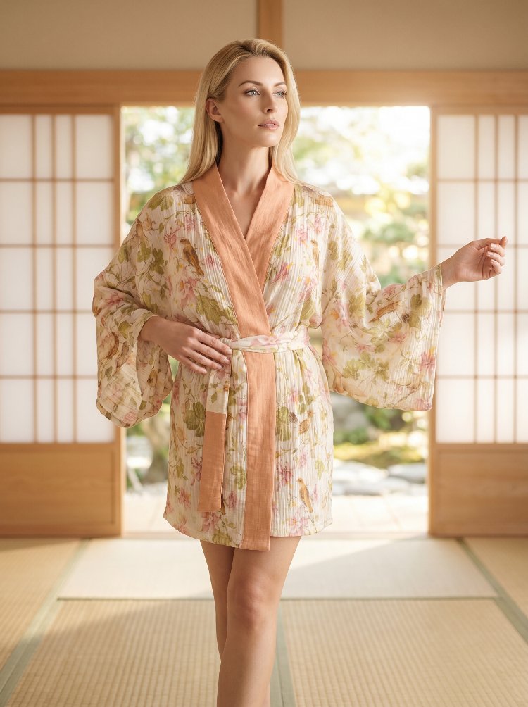Soft bird kimono