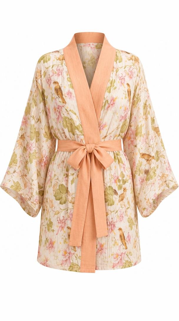 Soft bird kimono