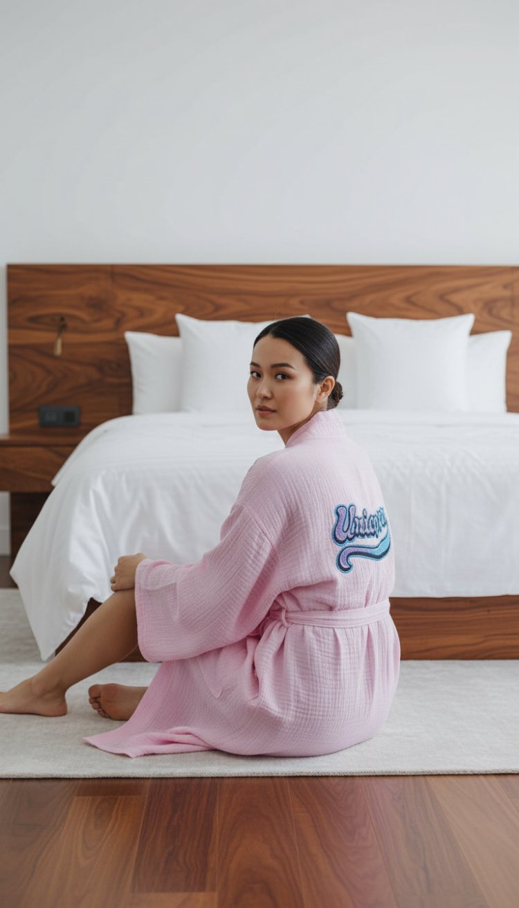 Pink muslin kimono