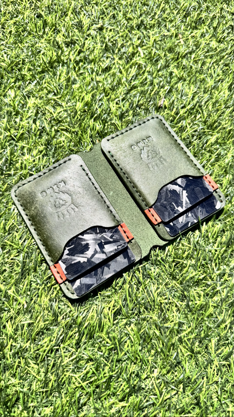 Yeşil & Turuncu Pueblo El Yapımı Cüzdan - 4 Kart 2 Nakit Bölmesi - 1.6-1.8mm
