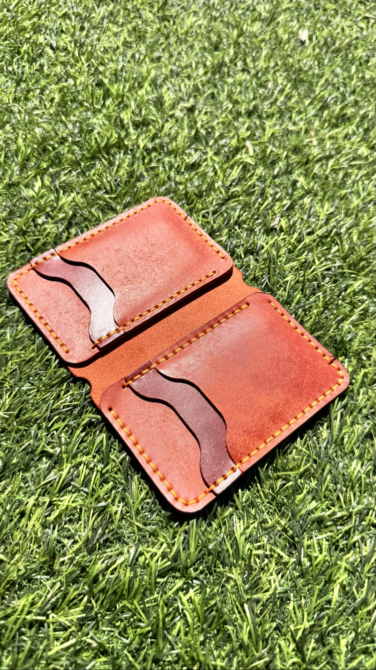 Turuncu Pueblo & Buttero El Yapımı Deri Cüzdan - 4 Kart 2 Nakit Bölmesi - 1.8mm Hakiki Deri