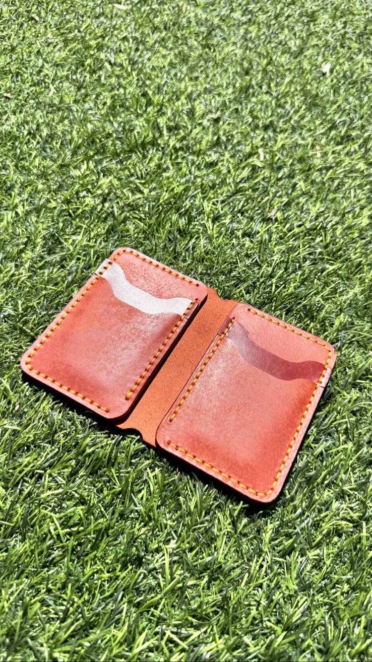 Turuncu Pueblo & Buttero El Yapımı Deri Cüzdan - 4 Kart 2 Nakit Bölmesi - 1.8mm Hakiki Deri