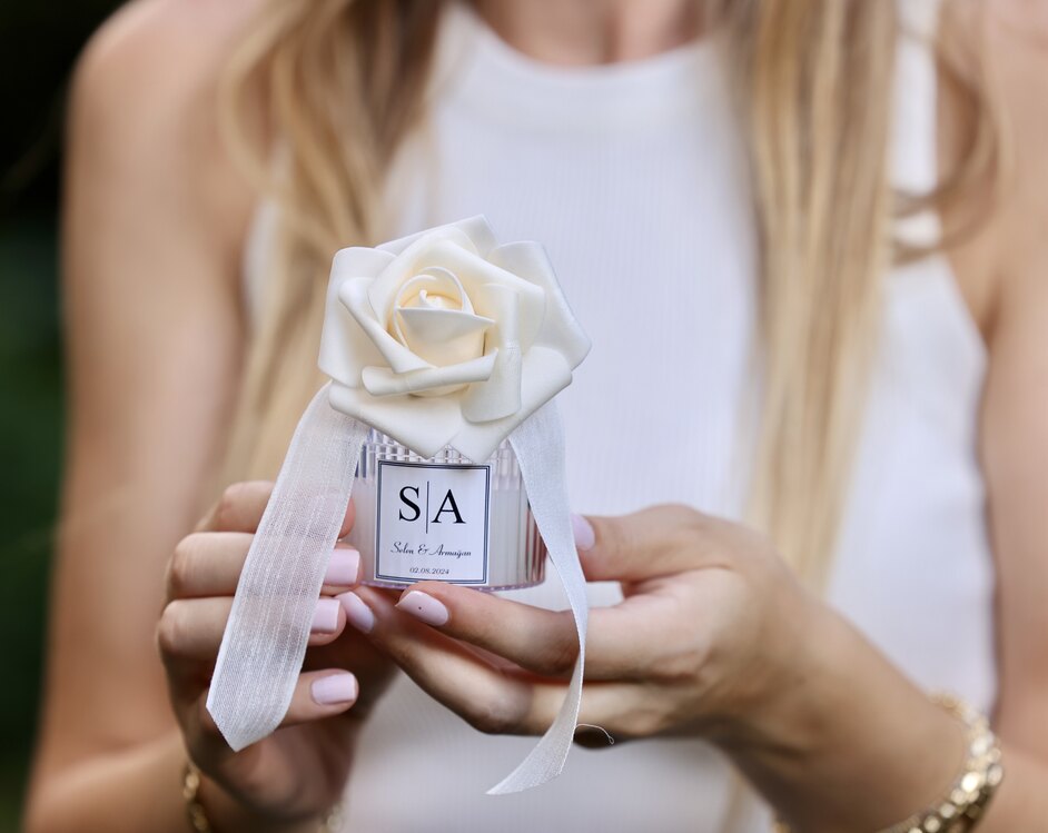 Gül Detaylı Mika Mum