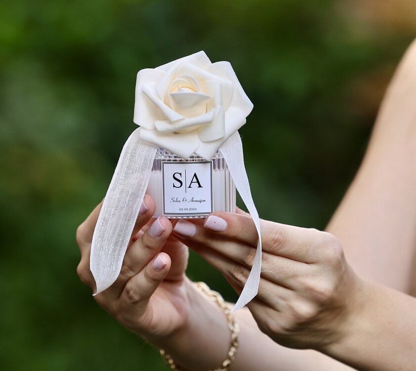 Gül Detaylı Mika Mum