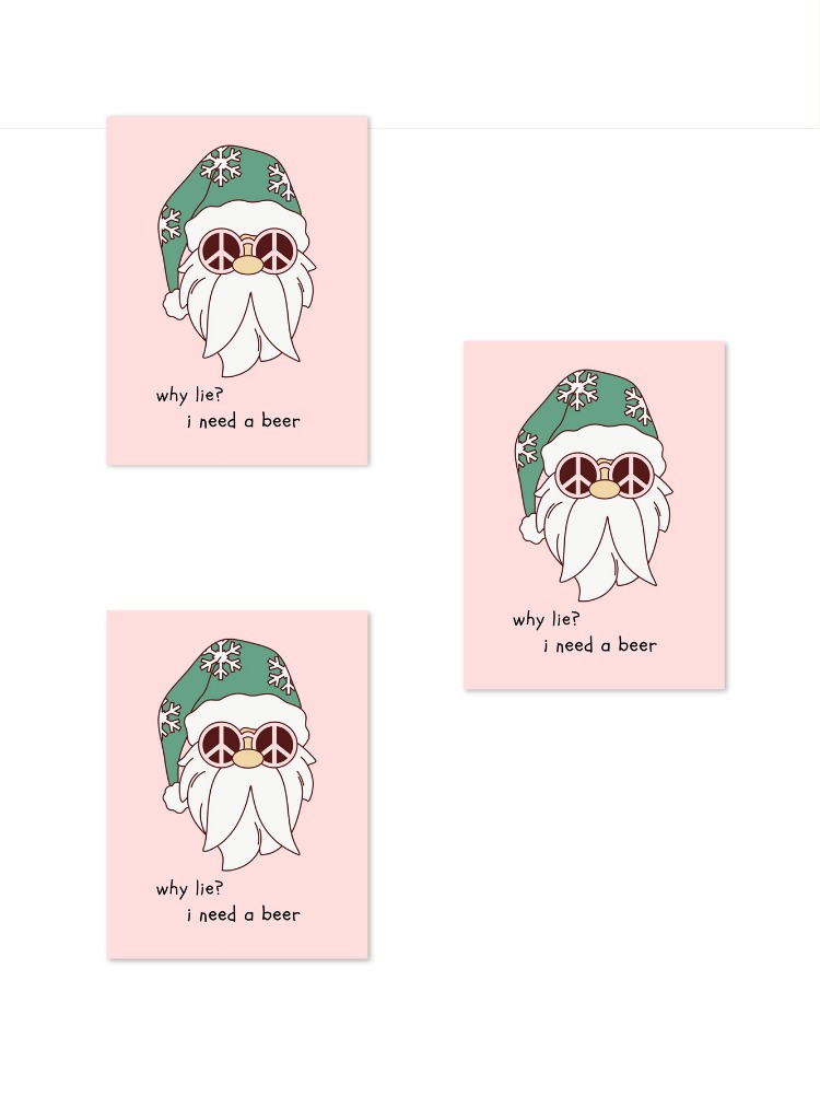 3'lü Yılbaşı Zarflı Hediye Kartı 7x9cm Özel Tasarım Paketleme Kartı Santa Claus