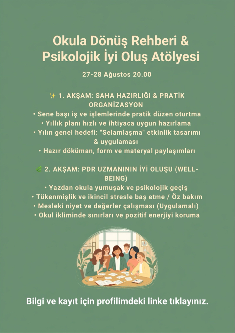 Okula Dönüş Atölyesi: Saha Hazırlığı & PDR İyi Oluşu (Canlı Atölye + Doküman Paketi)