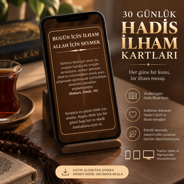 30 Günlük Dijital Hadis Kartları - Her Güne Bir Zikir