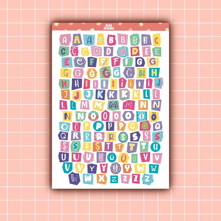 Harf Sticker Renkli