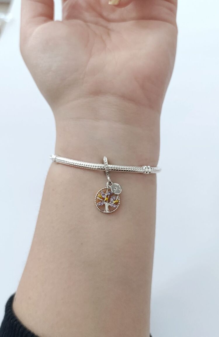 Lila taşlı hayat ağacı charm
