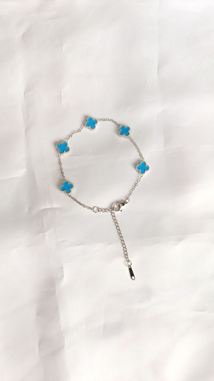 Van Cleef Mini Mavi- Gümüş Bileklik