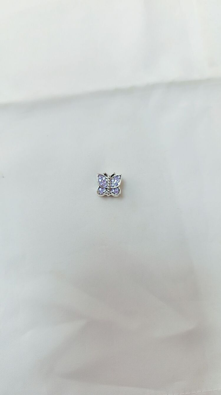 Lila Taşlı Kelebek Charm