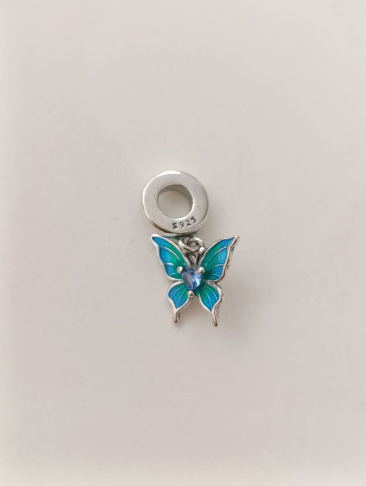 Gümüş Mavi Kelebek Charm