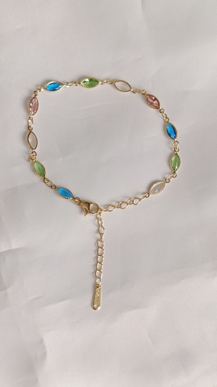 Oval Taşlı Renkli Bileklik
