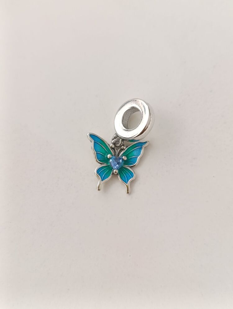 Gümüş Mavi Kelebek Charm