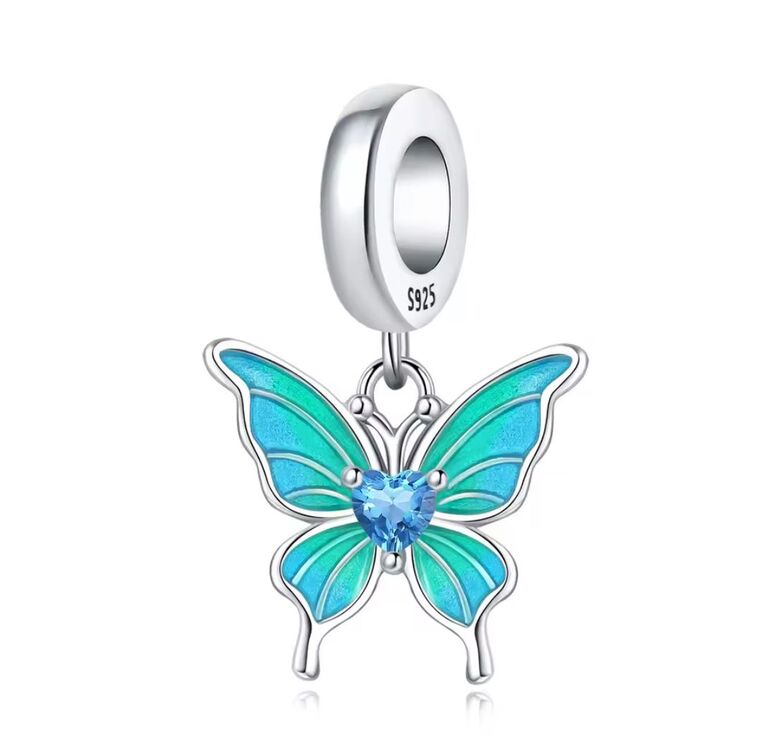 Gümüş Mavi Kelebek Charm