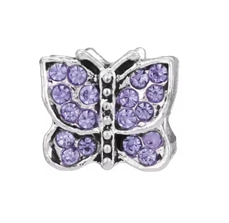 Lila Taşlı Kelebek Charm