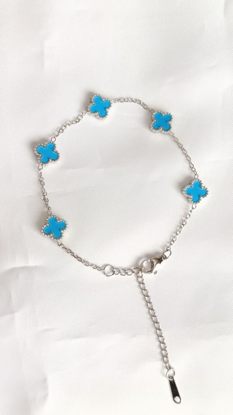 Van Cleef Mini Mavi- Gümüş Bileklik