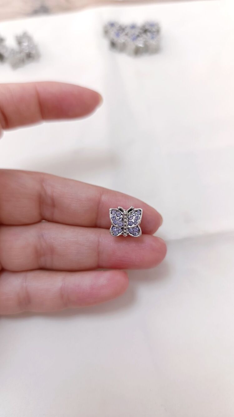 Lila Taşlı Kelebek Charm