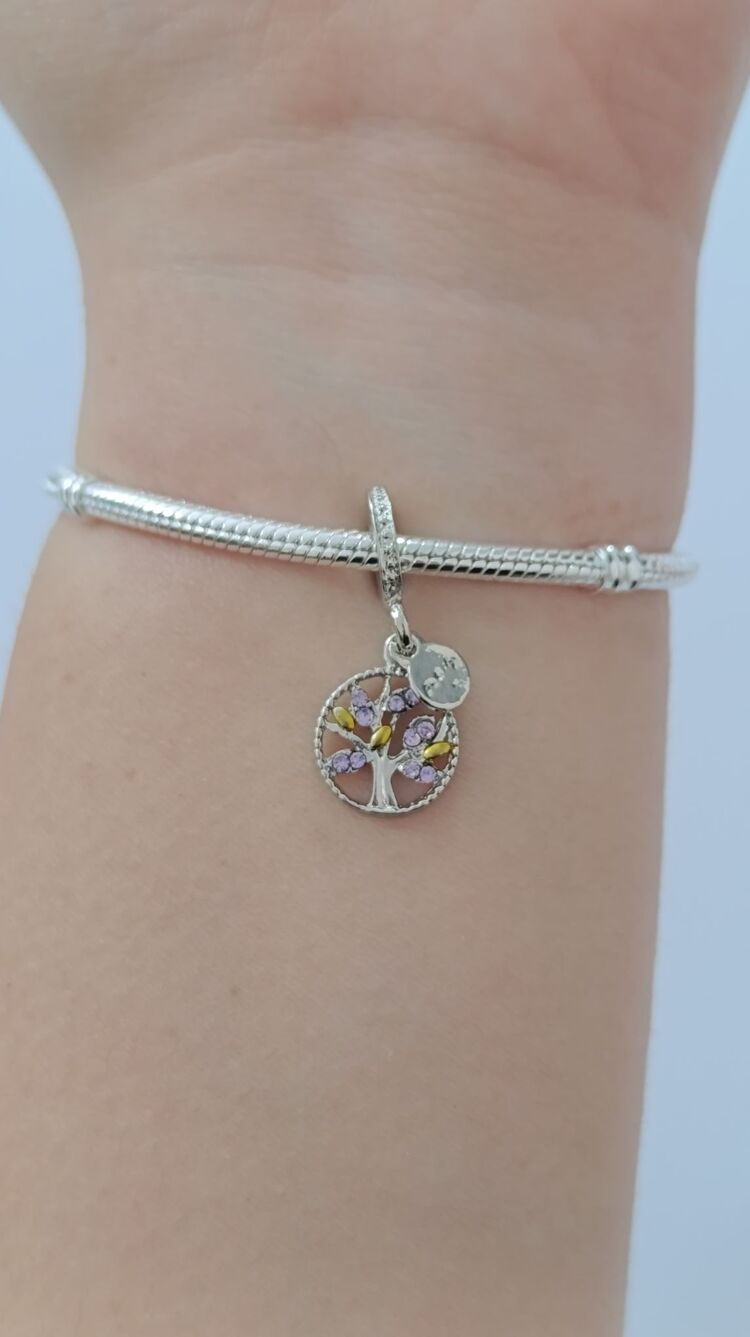 Lila taşlı hayat ağacı charm