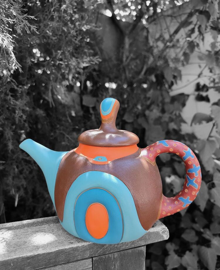 stoneware renkli demlik