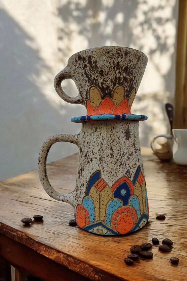 stoneware kahve demleme seti