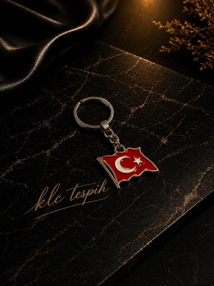 Çelik Türk Bayrağı Anahtarlık