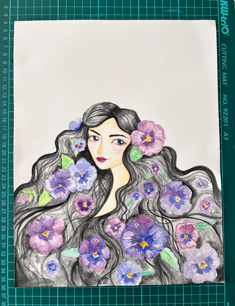 Violet // Orijinal Sulu Boya İllüstrasyon