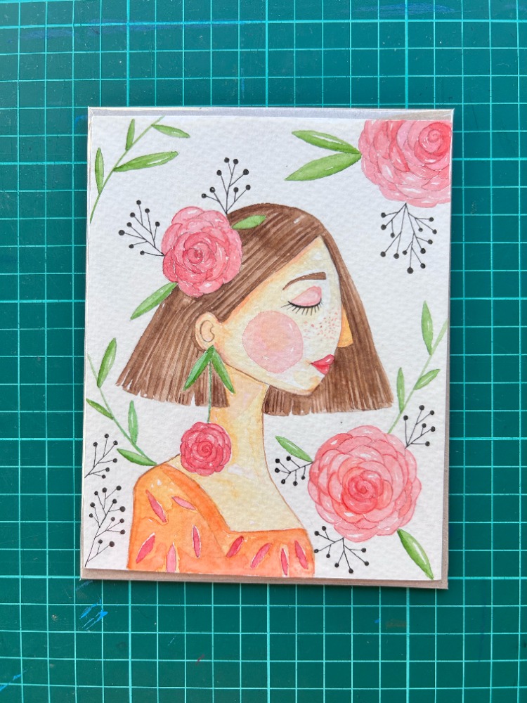 Rose - Orijinal Suluboya Çizim