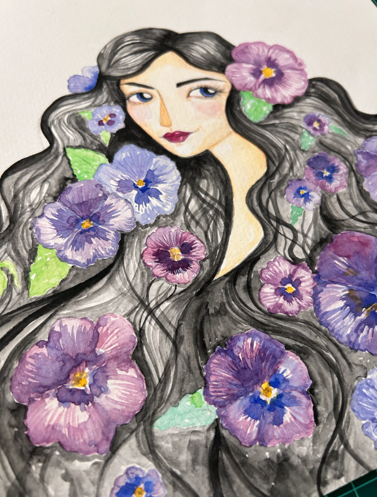 Violet // Orijinal Sulu Boya İllüstrasyon