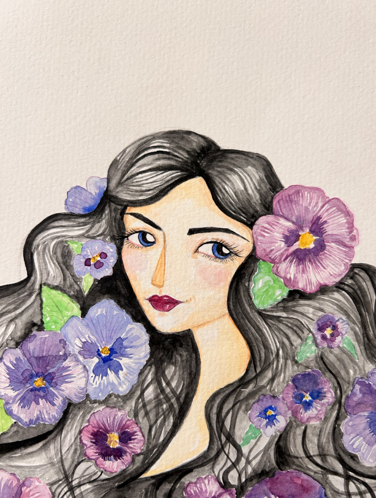 Violet // Orijinal Sulu Boya İllüstrasyon