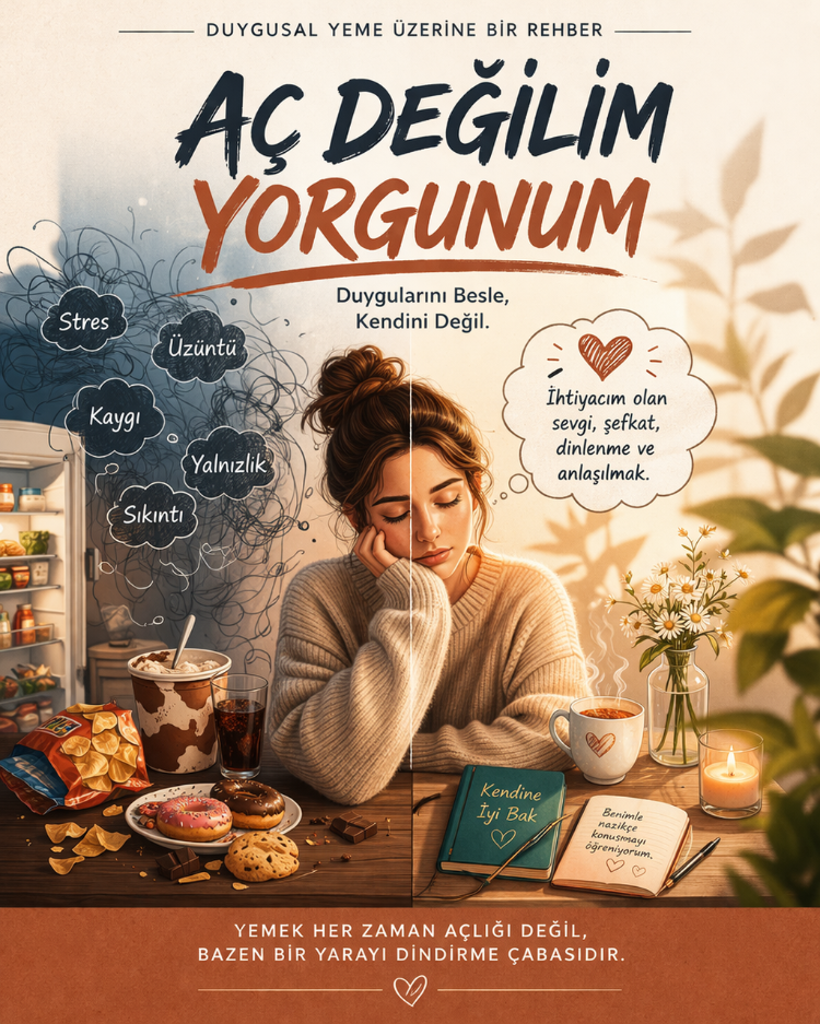 Aç Değilim, Yorgunum — Duygusal Yeme Farkındalık ve Değişim Rehberi